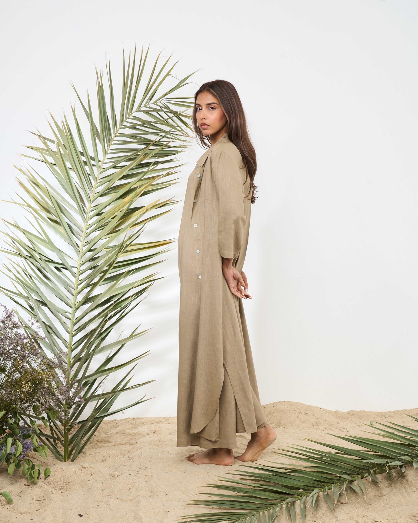 LINEN JUMPSUIT COORD (khaki)