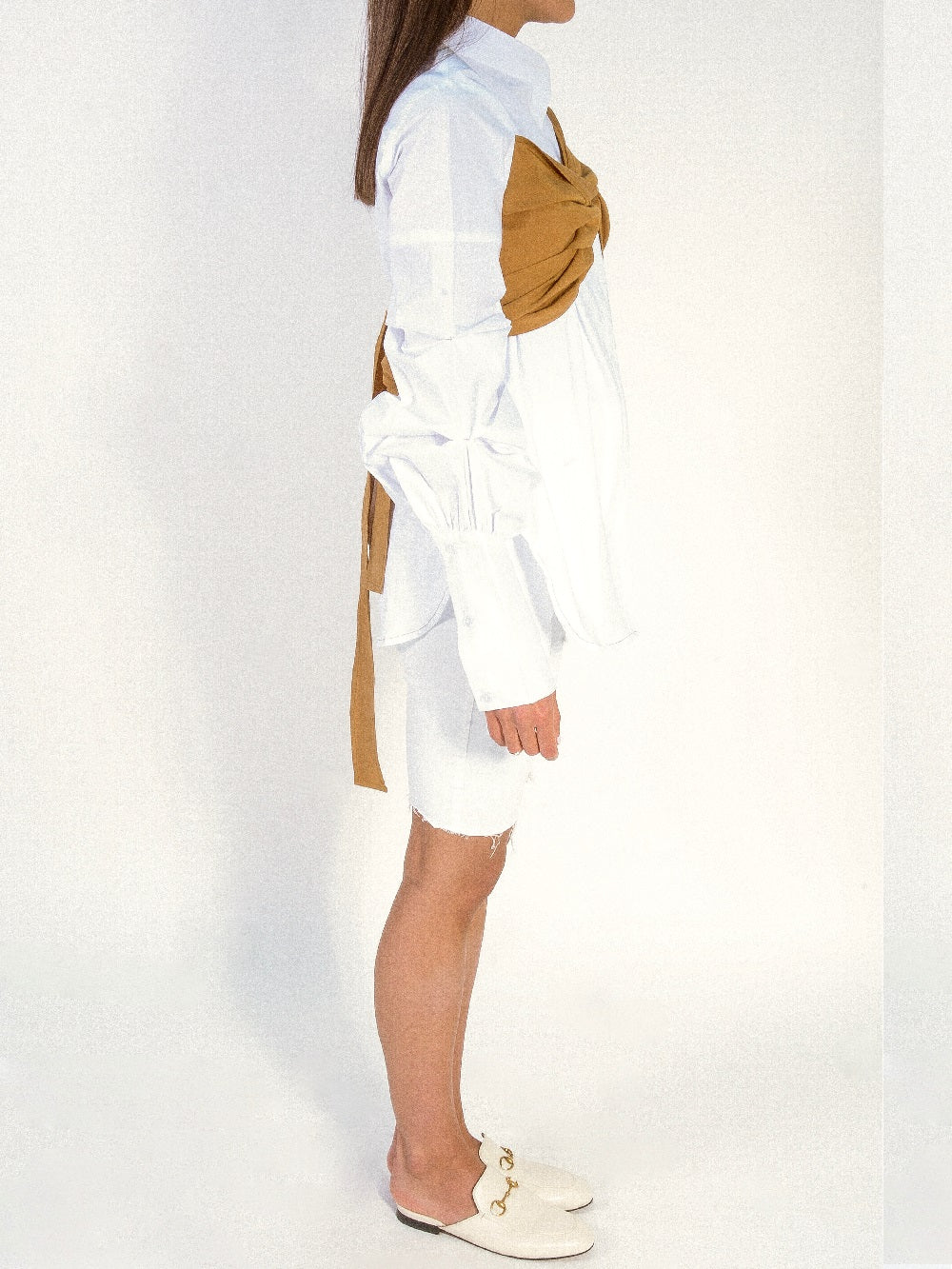 TIE UP RUFFLE SLEEVE SHIRT