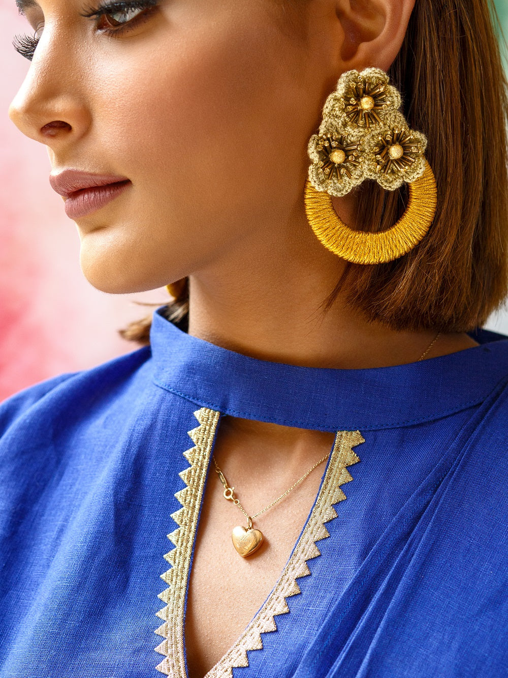 GOLD BEADED EARRING