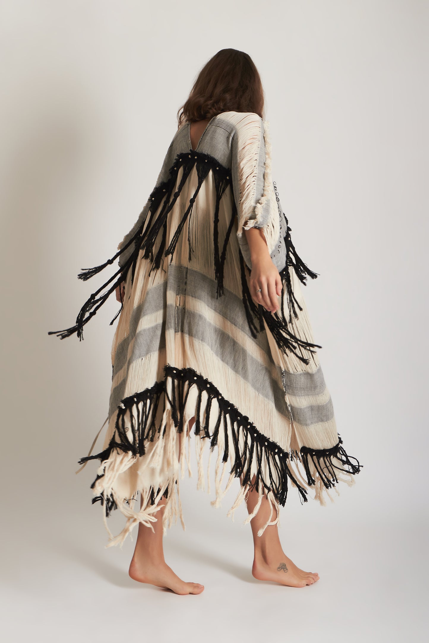 WAGA FRINGED KIMONO COVERUP