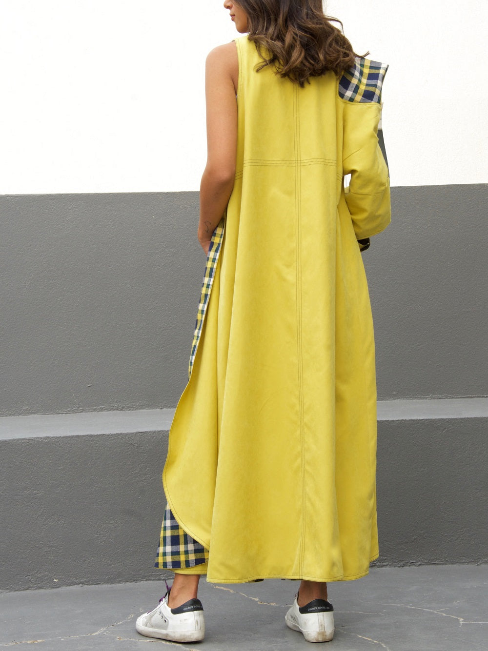 ONE SLEEVE SUEDE JACKET - YELLOW