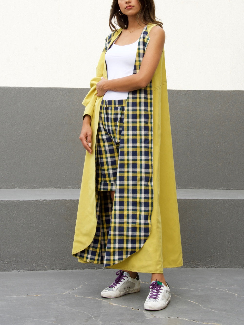 ONE SLEEVE SUEDE JACKET - YELLOW