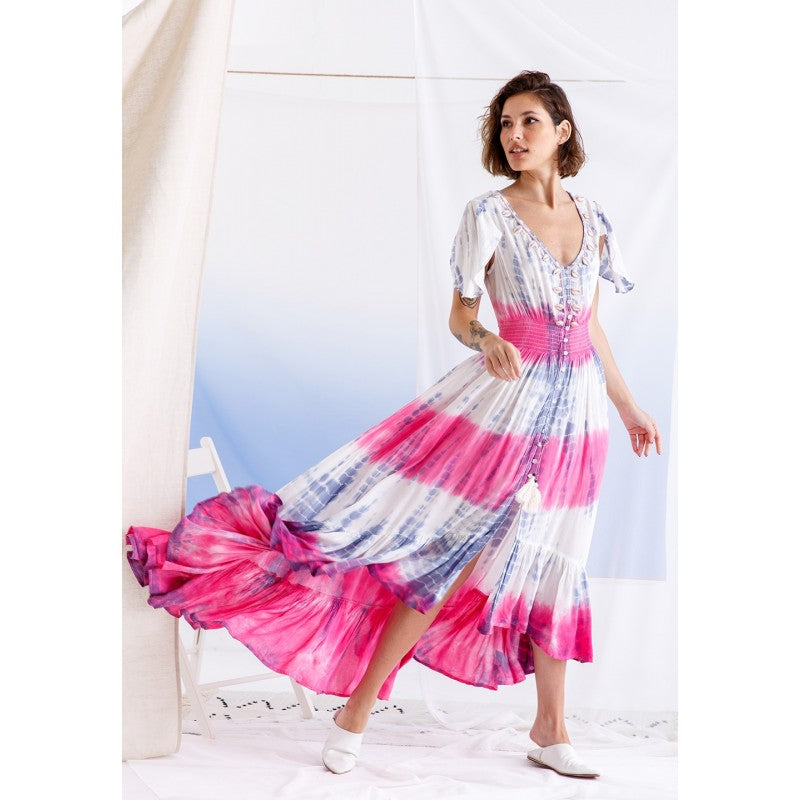 HIGH LOW TIE DYE DRESS (PINK)