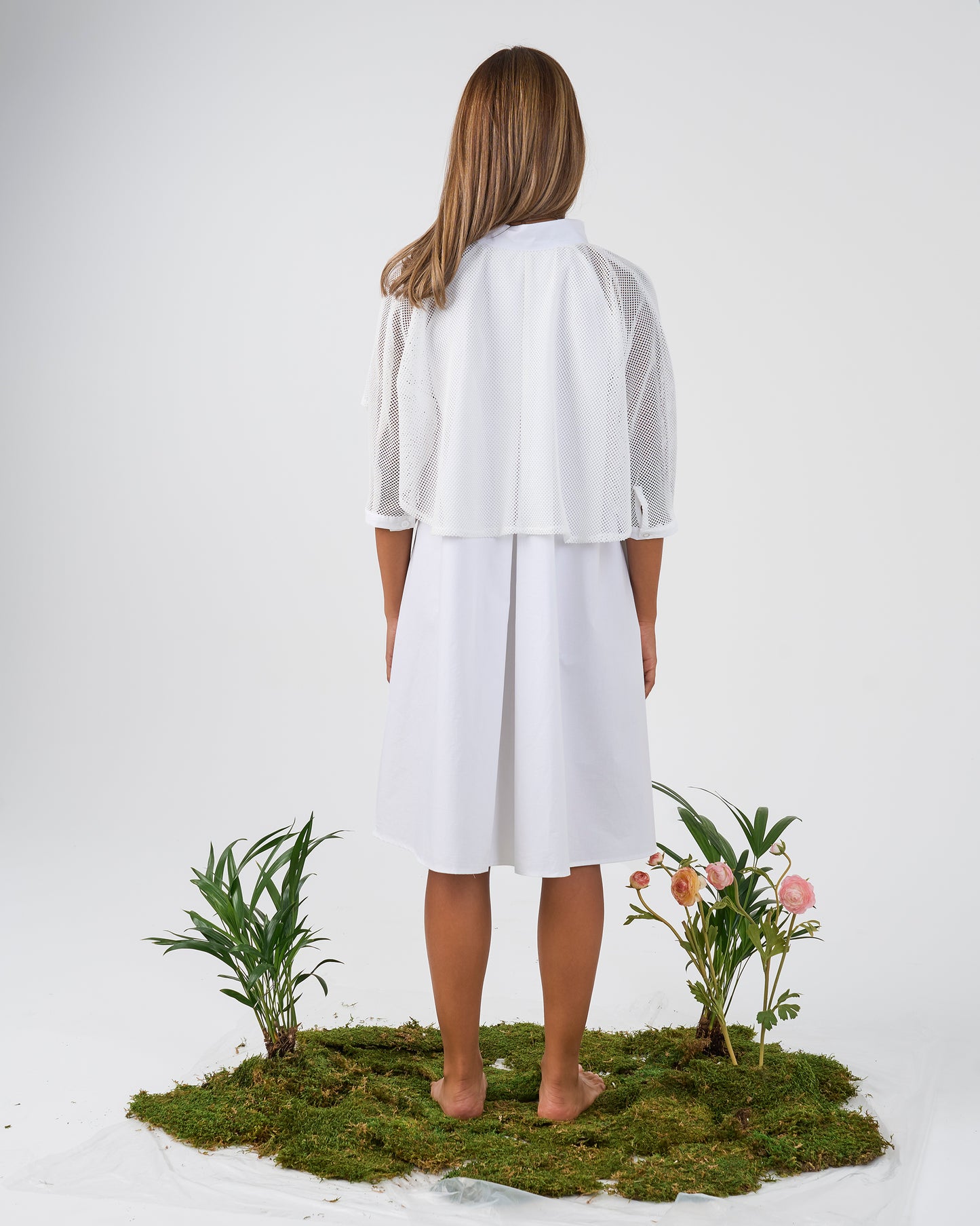 MESH POPLIN DRESS