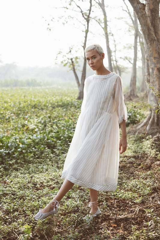 STRIPED ORGANZA KAFTAN