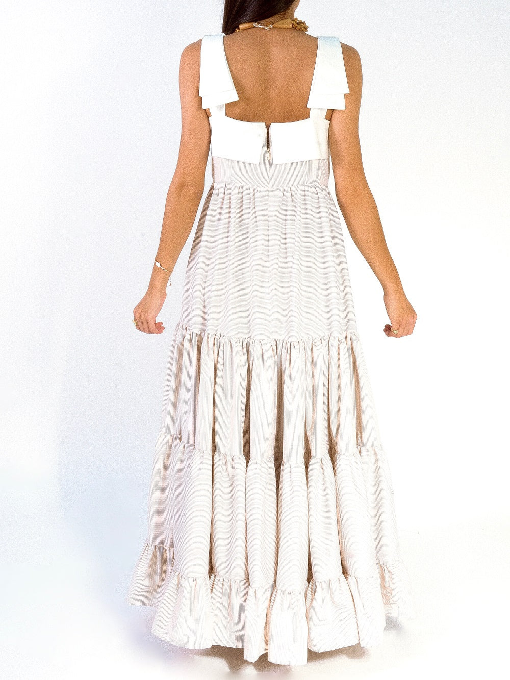 Ibiza layered dress -Striped Beige