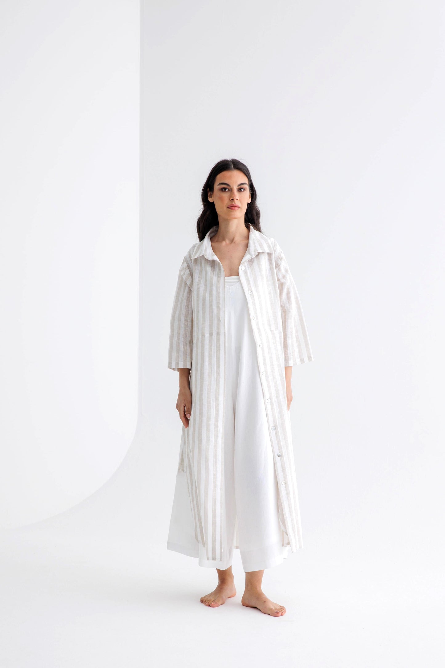 Jumpsuit Coord - Striped Beige
