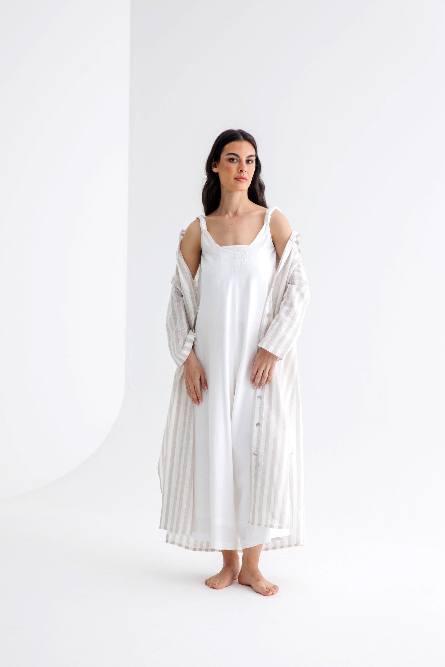 Jumpsuit Coord - Striped Beige