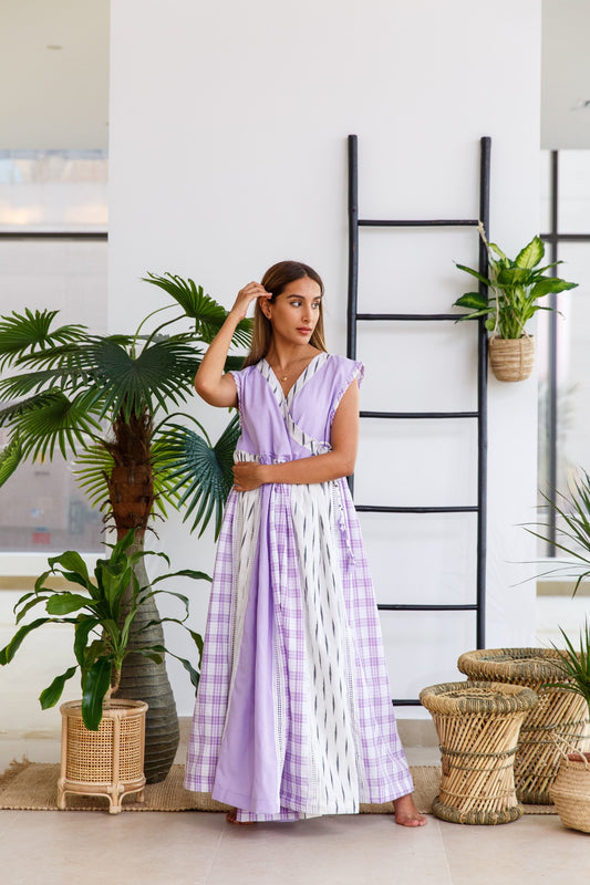 PURPLE IKAT WRAP KAFTAN