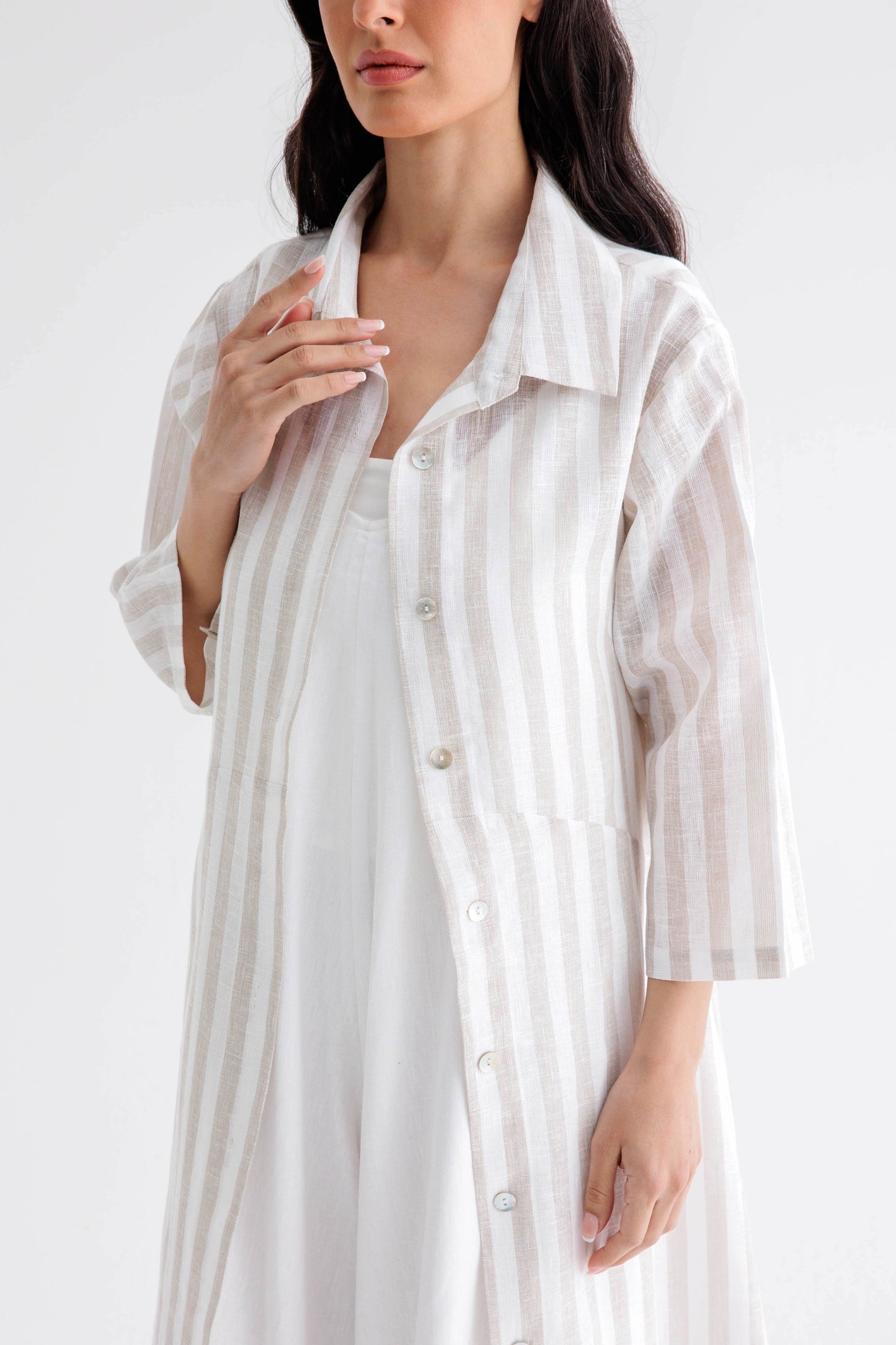Jumpsuit Coord - Striped Beige