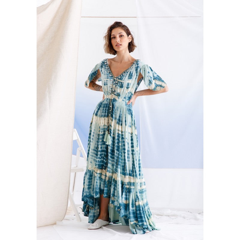 HIGH LOW TIE DYE DRESS (BLUE)