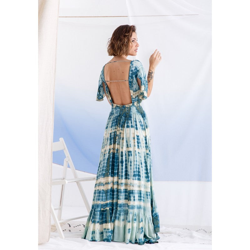 HIGH LOW TIE DYE DRESS (BLUE)
