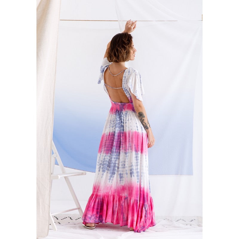 HIGH LOW TIE DYE DRESS (PINK)